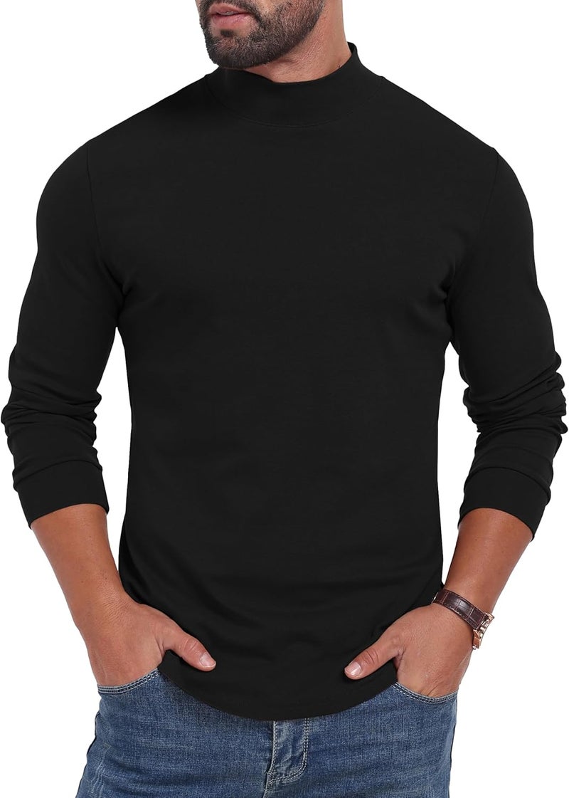 Sailwind Men's Mock Turtleneck Long Sleeve Shirt Cotton Basic Thermal Undershirt Lightweight Pullover - Image 4